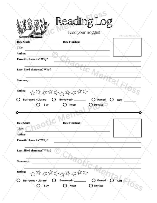 Printable Reading Log Pack (IV)