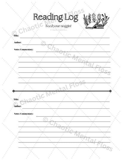 Printable Reading Log Pack (III)